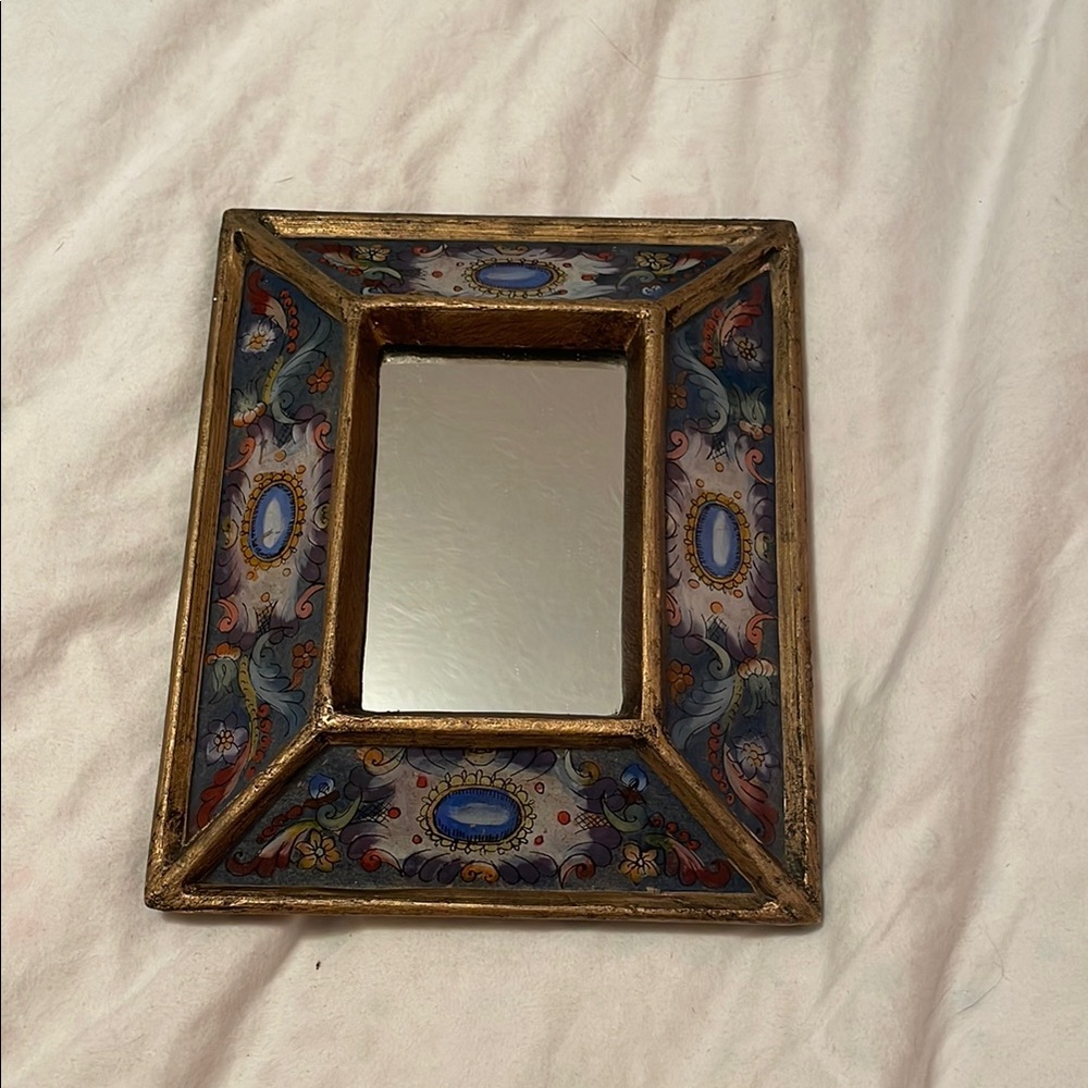 Vintage Ornate Gold and Blue Mirror Frame - Picture 3 of 10